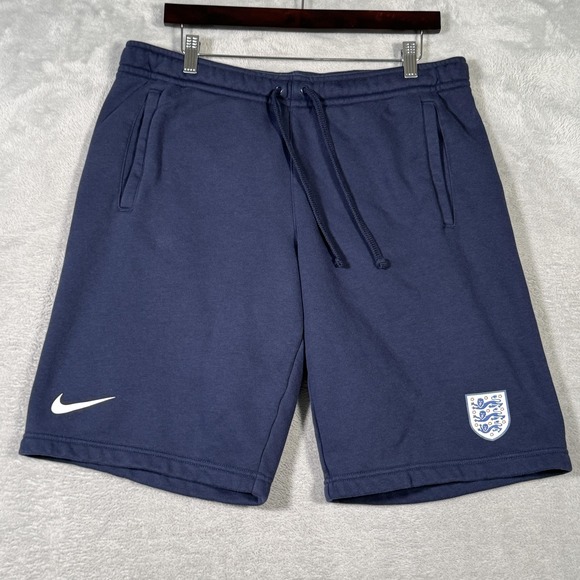 England National Team Shorts Mens L Blue Nike Soccer Football FA Crest Sweat - Picture 1 of 7